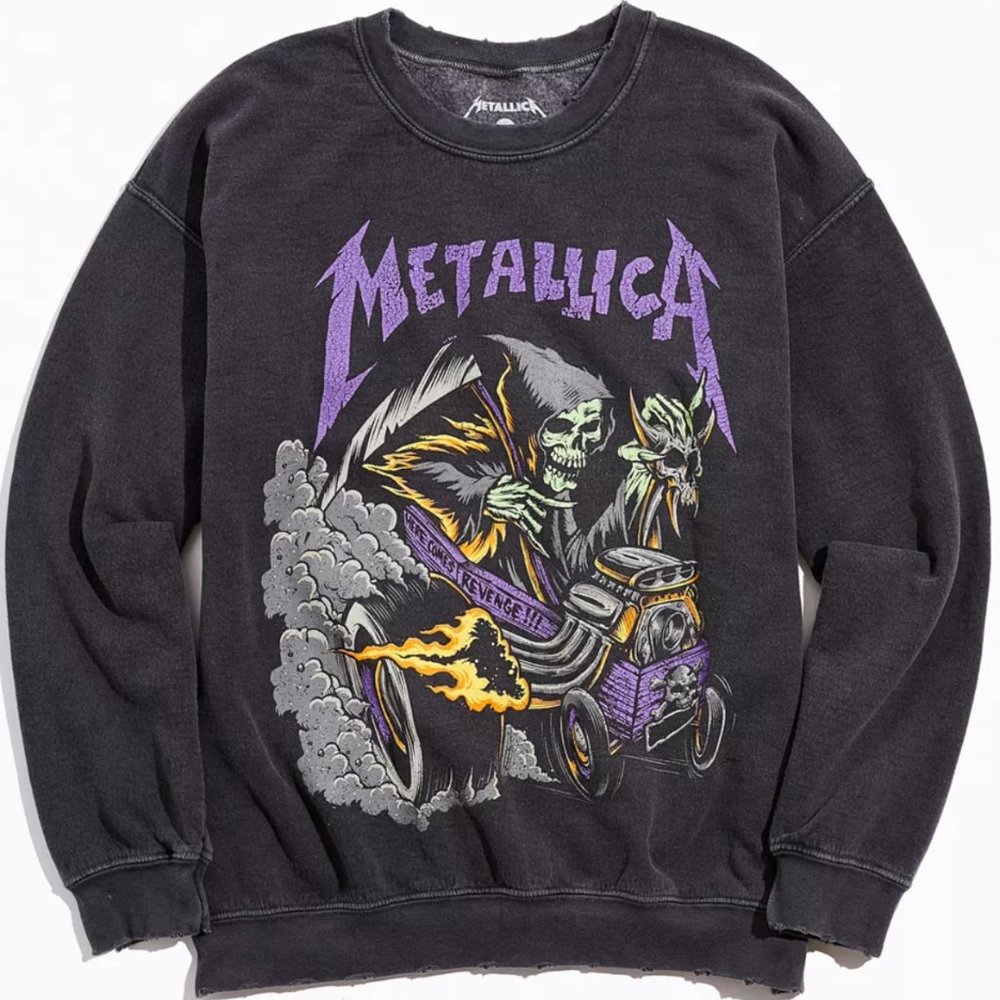 Metallica Distressed Washed Crew Neck Sweatshirt